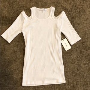 Frame open shoulder cutout tee